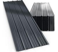 GARDEBRUK® 12x Tôles de bardage 129x46cm = 7m² galvanisé résistant intempéries tôle ondulée trapézoïdale couverture toit mur tôle profilée anthracite