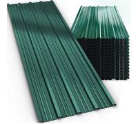 GARDEBRUK® 14x Tôles de bardage 110x46cm = 7m² galvanisé résistant intempéries tôle ondulée trapézoïdale profilée toit mur abri de jardin vert