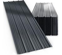 GARDEBRUK® 14x Tôles de bardage 110x46cm 7m² galvanisé résistant intempéries tôle ondulée trapézoïdale abri de jardin anthracite