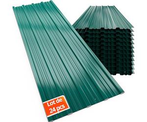 GARDEBRUK® 24x Tôles de bardage 129x46cm 14m² galvanisé pré-percés tôle trapézoïdale ondulée profilée résistant intempéries plaque abri de jardin mur vert