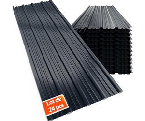 GARDEBRUK® 24x Tôles de bardage 129x46cm 14m² galvanisé tôle trapézoïdale ondulée profilée résistant intempéries plaque abri de jardin toit mur anthracite