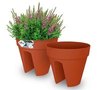 Gardebruk® 2X Pots de Fleurs loft Urban Terracotta Support pour Balcon 28x25 cm Rond Cache-Pot pour Plantes Jardinière