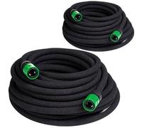 GARDEBRUK® 2x Tuyau d'irrigation microporeux 2x 15m 1/2' répartiteur en T 2 raccords surface sous terre jardin fleurs plantes tuyau goutte à goutte