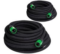 GARDEBRUK® 2x Tuyau d'irrigation microporeux 2x 15m 1/2' répartiteur en T 2 raccords surface sous terre jardin fleurs plantes tuyau goutte à goutte