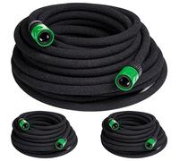 GARDEBRUK® 3x Tuyau d'irrigation microporeux 3x 15m 1/2' répartiteur en T 2 raccords surface sous terre jardin fleurs plantes tuyau goutte à goutte