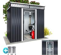 Gardebruk® Abri de jardin en acier galvanisé 3,35m³ 2 fenêtres fondation incluse porte coulissante cabane de jardin outils