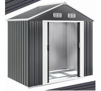 GARDEBRUK® Abri de jardin métal XL 2m² fondation 200x135x190cm porte coulissante anthracite cabane jardin cabanon rangement 4m³