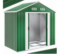 GARDEBRUK® Abri de Jardin métal XL 2m² Fondation 200x135x190cm Porte coulissante Vert cabane de Jardin cabanon Rangement 4m³