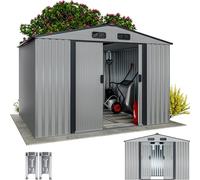 GARDEBRUK® Abri de Jardin métal XXL 5m² Fondation 260x205x180cm Porte coulissante Gris-métallique cabane de Jardin cabanon de Jardin 9m³