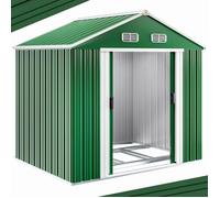 GARDEBRUK® Abri de Jardin métal XXL 5m² Fondation 260x205x180cm Porte coulissante Vert cabane de Jardin cabanon Rangement Outils