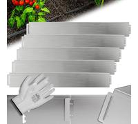 GARDEBRUK® Bordure de Jardin métal 25m 100x14cm galvanisé Gants Bordure Parterre Plate-Bande délimitation Herbe Gazon métallique Argent