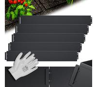 GARDEBRUK® Bordure de Jardin métal 5m 100x14cm galvanisé Gants Bordure Parterre Plate-Bande délimitation Herbe Gazon métallique Noir