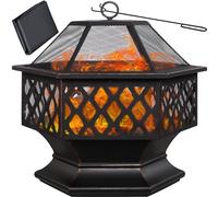 Gardebruk® Brasero Hexagonal en Acier Imitation Rouille Protection Anti-Étincelles Jardin Terrasse Cheminée d'Extérieur