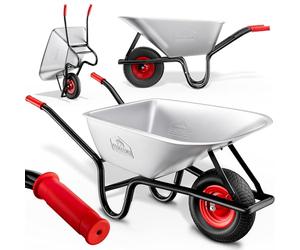GARDEBRUK Brouette Galvanisée 100 L Charge Max. 250 kg | Cuve Zinguée Acier Stable Roue Pneumatique Tout Terrain Type Chariot Jardinage