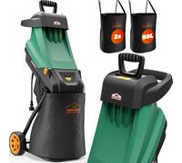 GARDEBRUK - Broyeur de jardin végétaux électrique 2400W sac ramassage 1x50L branches déchets verts 45mm 12 kg