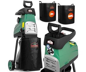 GARDEBRUK® Broyeur de végétaux électrique 3.100W Max. 44mm Sac 2X 60L broyeur à Rotor broyeur végétaux Silencieux à Rouleau Jardin déchets Verts Compost