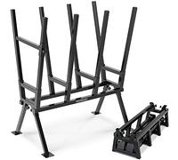 Gardebruk® Chevalet de sciage Bois 77x50x105cm Hauteur réglable Charge 400kg étrier Fixation Acier tréteau télescopique chevalet Coupe scie bûche démontable