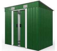 GARDEBRUK® L Abri de jardin en métal 2m² avec fondations 200x125x185cm Porte coulissante Vert Abri de jardin 4m³