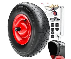 GARDEBRUK® Roue de brouette gonflable 4.80/4.00-8 Ø390mm jante acier 200kg axe roue de secours remplacement brouette pneu roulement billes