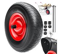 GARDEBRUK® Roue de brouette increvable Caoutchouc Plein PU 4.80/4.00-8 Ø390mm Jante Acier 200kg axe Roue de Secours Remplacement brouette Pneu