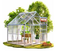 GARDEBRUK® Serre de jardin aluminium 3,6m² 190x190cm 1 lucarne serre à tomates plantes légumes fleurs hivernage semis 5,8m³
