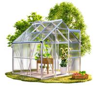 GARDEBRUK® Serre de Jardin en Aluminium et Polycarbonate sans Fondation 3,6m² 190x190cm 1 Lucarne Serre extérieure Structure Stable Serre Potager Tomate