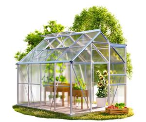GARDEBRUK® Serre de Jardin en Aluminium et Polycarbonate sans Fondation 4,8m² 250x190cm 2 lucarnes Serre extérieure Structure Stable Serre Potager Tomate