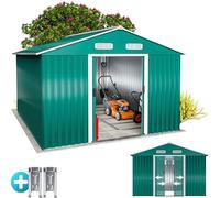 GARDEBRUKŽ Abri de Jardin métal XXXL 8m˛ Fondation 315x260x180cm Porte coulissante Vert cabane de Jardin cabanon Rangement Outils 15mł