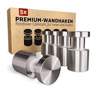 GARDELI® Lot de 5 crochets porte-serviettes en acier inoxydable - Pour l'intérieur et l'extérieur - Avec montage invisible - Massifs et intemporels (acier inoxydable)