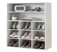 Garden 4 you Étagère à chaussures en bois à 5 niveaux avec 2 étagères de rangement et 9 compartiments, armoire à chaussures pour entrée, couloir, placard et garage, blanc