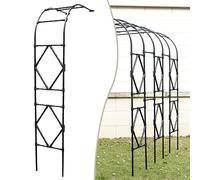 Garden Arch for Climbing Plants Large Rose Arch Pergola Trellis Weather-Resistant Black Metal Support 240 x 240 cm Outdoor Decoration for Patios & Yards