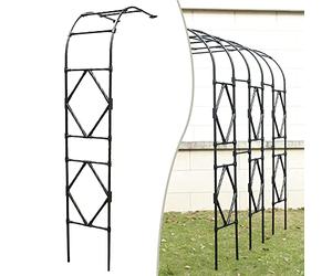 Garden Arch for Climbing Plants Large Rose Arch Pergola Trellis Weather-Resistant Black Metal Support 240 x 240 cm Outdoor Decoration for Patios & Yards