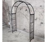 Garden Arch for Climbing Plants, Metal Plant Support Trellis, Wedding Arch for Vines & Roses, Durable Iron Garden Column - Black, 120x40x210cm