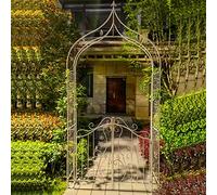 Garden Arch with Gate, Metal Wedding Arbor for Climbing Plants, Outdoor Decor for Roses, Flower Balloons, Birthdays, and Weddings - Pergola for Lawn and Garden (Color: V)