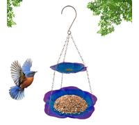 Garden Avian Station - 24 X 24 X 40 cm Decorative Floral Steel Tier Dish, Rust Resistant Hanging Nourishment Holder Enhances Seed Drink Access | Balcony Yard Indoor Home Wildlife Viewing