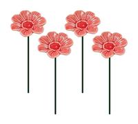 Garden Bee Bath - Four Pieces Flower Cups, Ceramic Wildlife Water Dispenser