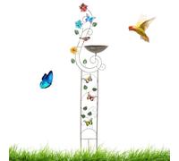 Garden Bird Bath, Outdoor Feeder Bowl, 56.3x14.17x8.86 inches Water Feeders Stake, Plant Support Feature, Weather-Resistant Design, Green, Patio, Gardens, Backyard, Feeding Station