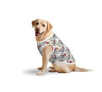 Garden Blossoming Wildflowers Birds Leaves Branches T-shirt à imprimé doux pour grands chiens, confortable en coton extensible pour animaux de compagnie, pull pour chien, sweat-shirt sans manches (3XL