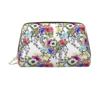Garden Blossoming Wildflowers Birds Leaves Branches Trousse de maquillage Vanity Case avec séparateur Trousse de toilette de voyage Trousse de toilette portable, doré, One Size