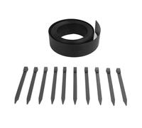 Garden Border, Wood Pattern Flat PE Landscape Edging Kit with 10 Fixing Nails, 10M Flexible Lawn Edging for Gardens, Lawns, Pathways, Raised Beds, Eco Friendly and (Black)