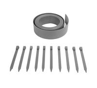 Garden Border, Wood Pattern Flat PE Landscape Edging Kit with 10 Fixing Nails, 10M Flexible Lawn Edging for Gardens, Lawns, Pathways, Raised Beds, Eco Friendly and (Grey)