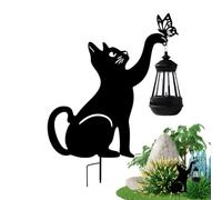 Garden Cat Stage avec Light - Lanterne de Sculpture Solaire en métal extérieur, Ornement de Cour de Chat décoratif | Lampe de Voie de Animale créative pour pelouse de Patio, Mignon d'éclair