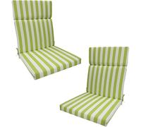 Garden Chair Cushion for Adirondack, Indoor Outdoor Fade Resistant Seat and Back, Soft and Thick Pads with Secure Ties, Rocking(Green Stripes,45 x107 x 5cm)
