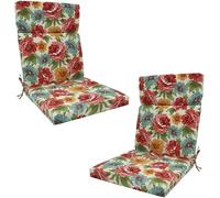 Garden Chair Cushion for Adirondack, Indoor Outdoor Fade Resistant Seat and Back, Soft and Thick Pads with Secure Ties, Rocking(Rose Florals,45 x107 x 3cm)