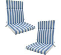 Garden Chair Cushion for Adirondack, Indoor Outdoor Fade Resistant Seat and Back, Soft and Thick Pads with Secure Ties, Rocking(Blue Stripes,45 x107 x 3cm)