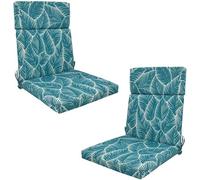 Garden Chair Cushion for Adirondack, Indoor Outdoor Fade Resistant Seat and Back, Soft and Thick Pads with Secure Ties, Rocking(Blue Leaves,45 x107 x 3cm)