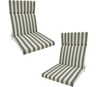 Garden Chair Cushion for Adirondack, Indoor Outdoor Fade Resistant Seat and Back, Soft and Thick Pads with Secure Ties, Rocking(Green-Grey Stripes,45 x107 x 3cm)
