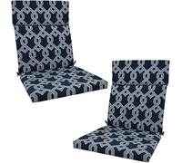 Garden Chair Cushion for Adirondack, Indoor Outdoor Fade Resistant Seat and Back, Soft and Thick Pads with Secure Ties, Rocking(Blue,45 x107 x 3cm)