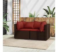 Garden Corner Sofa Set 2PCS with Cushions, Brown Woven Resin Outdoor Modular Sectional Furniture for Patio, Balcony, Weatherproof Rattan Design, Easy Assembly, Includes Seat & Back Pillows