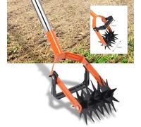 Garden Cultivator Tool Stainless Steel Lawn Reseeding Garden Tool Adjustable Handle Garden Soil Loosener with Weeding Blade for Soil Mixing (4 Sections)